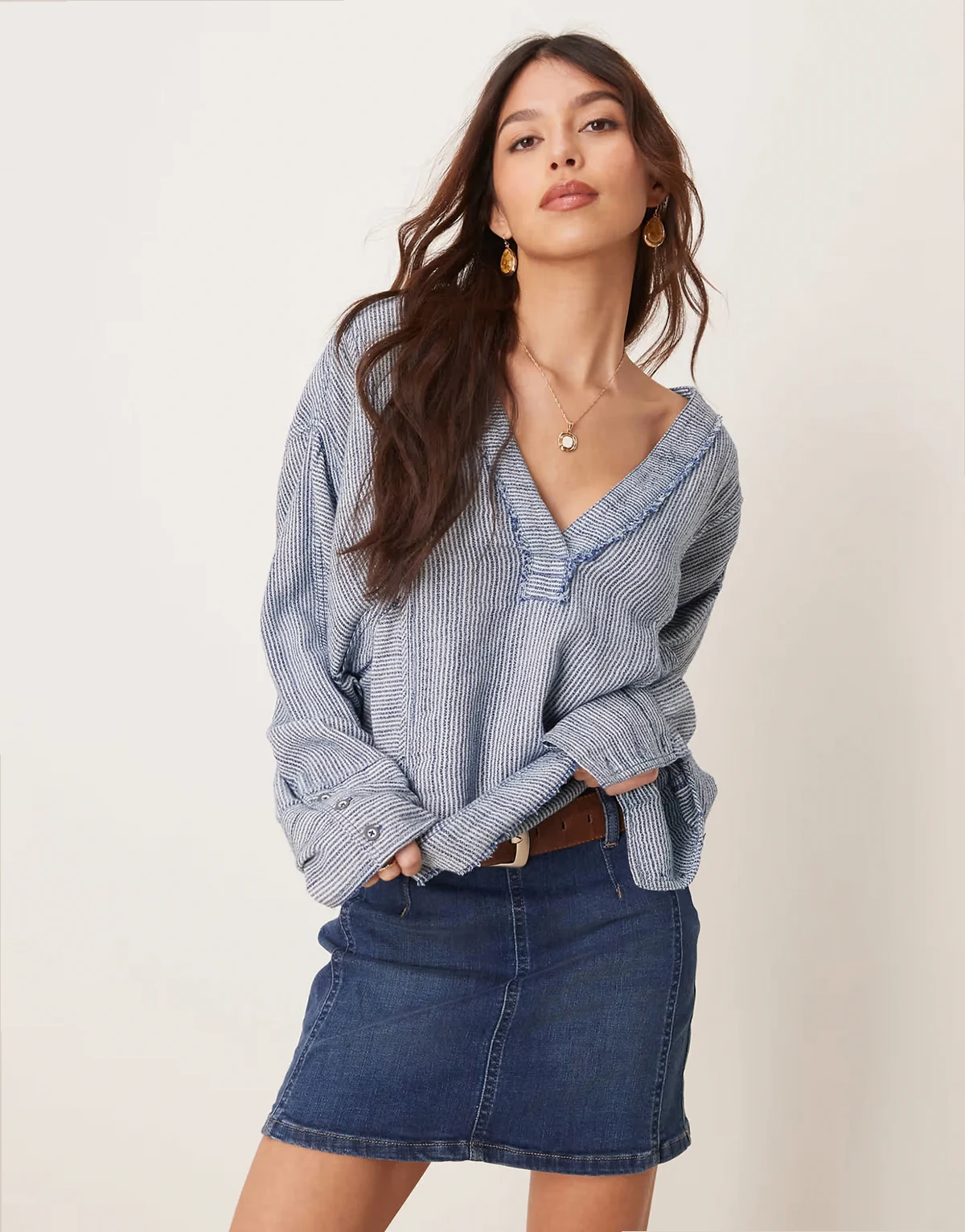 daylight denim mini skirt in helix blue