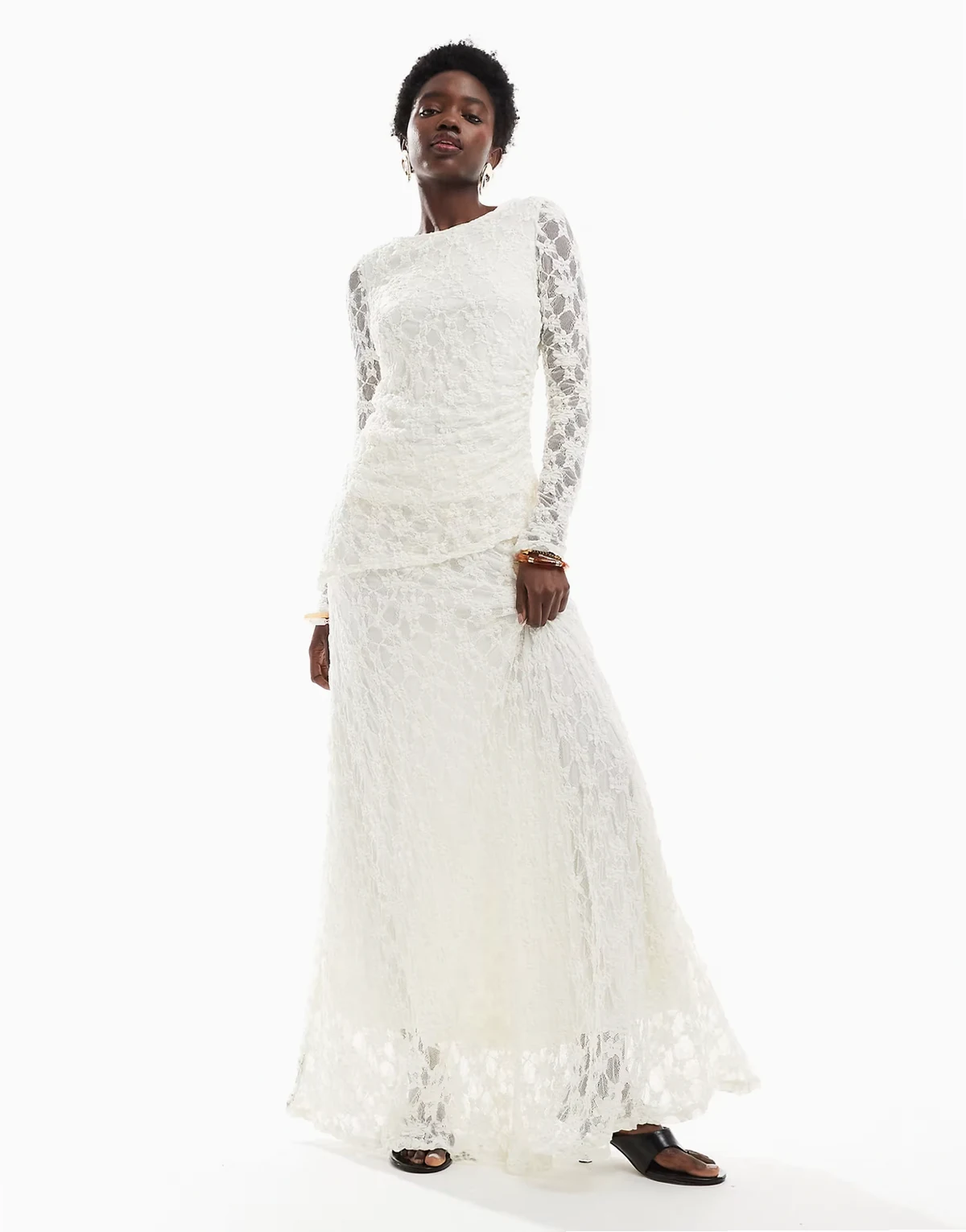 lace maxi skirt in ivory - part of a set