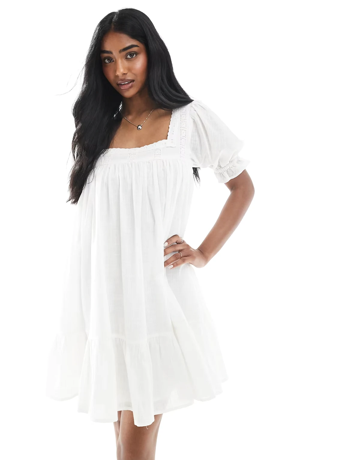 – Hängerkleid aus Voile in Weiß