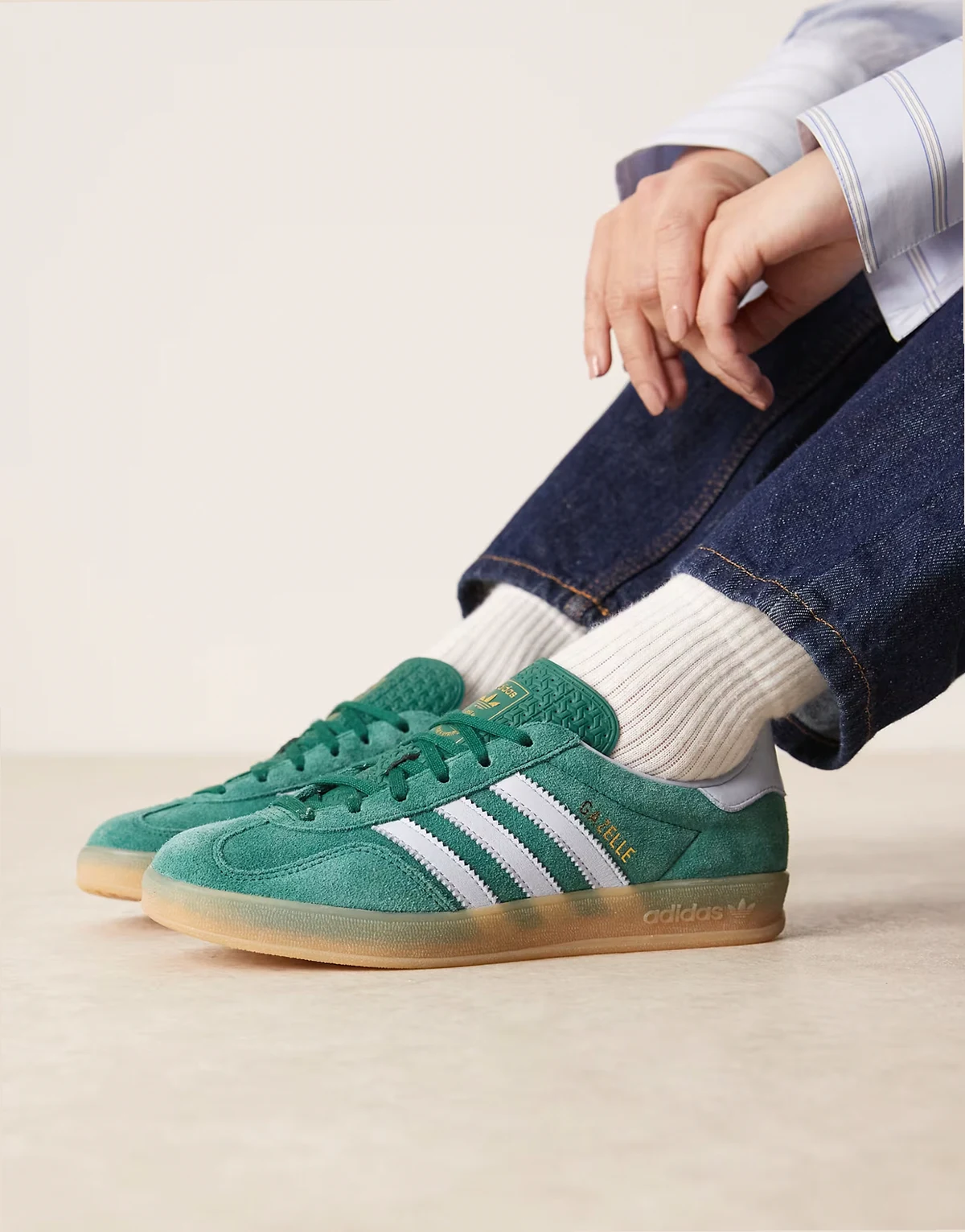 Gazelle indoor sneakers in green and light blue