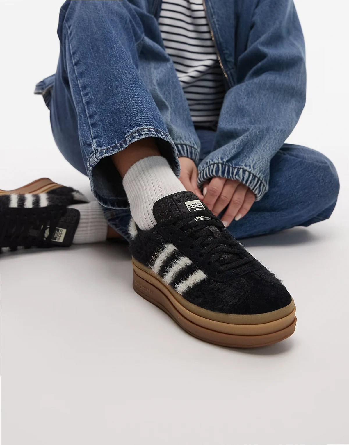 Gazelle Bold sneakers in fluffy black and white