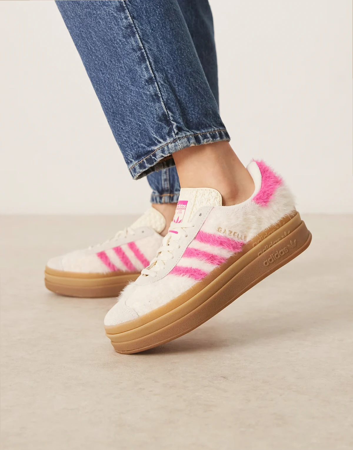 Gazelle Bold sneakers in off white and bright pink