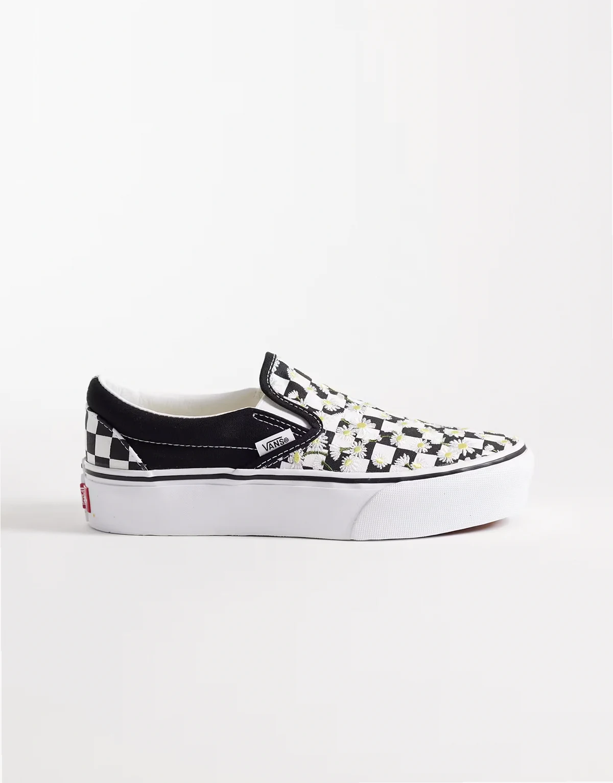 Classic Slip-On platform sneakers in black with flower detail