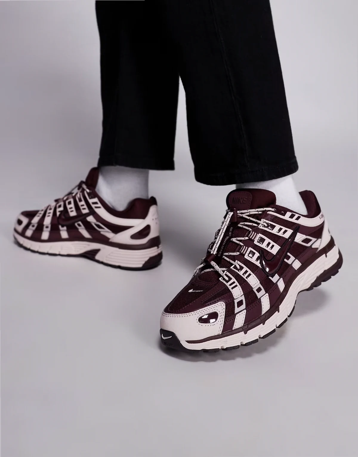 P-6000 speed lace sneakers in burgundy