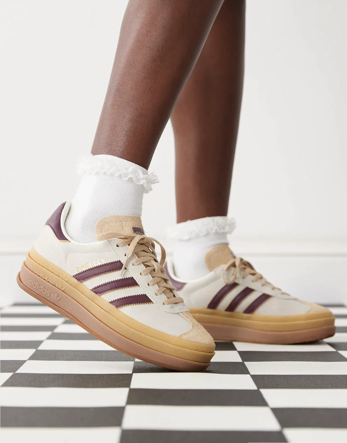 Gazelle Bold sneakers in cream and burgundy