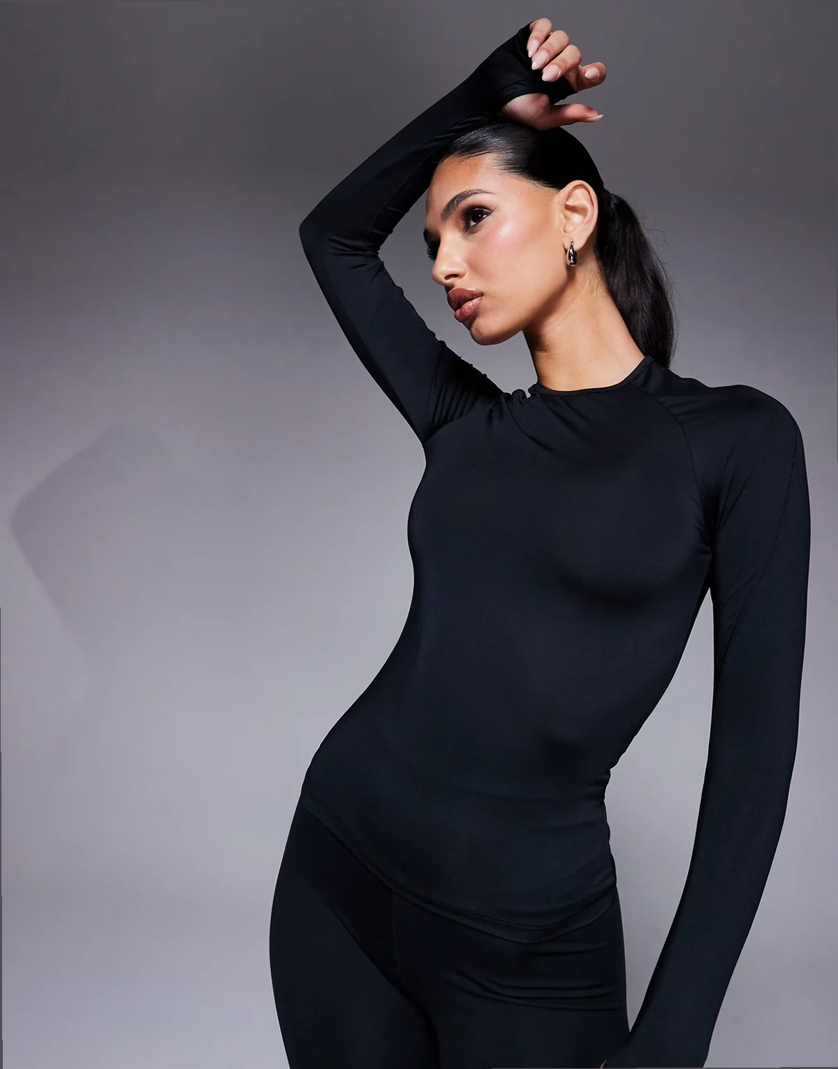 Icon active quick dry slim fit long sleeve top in black