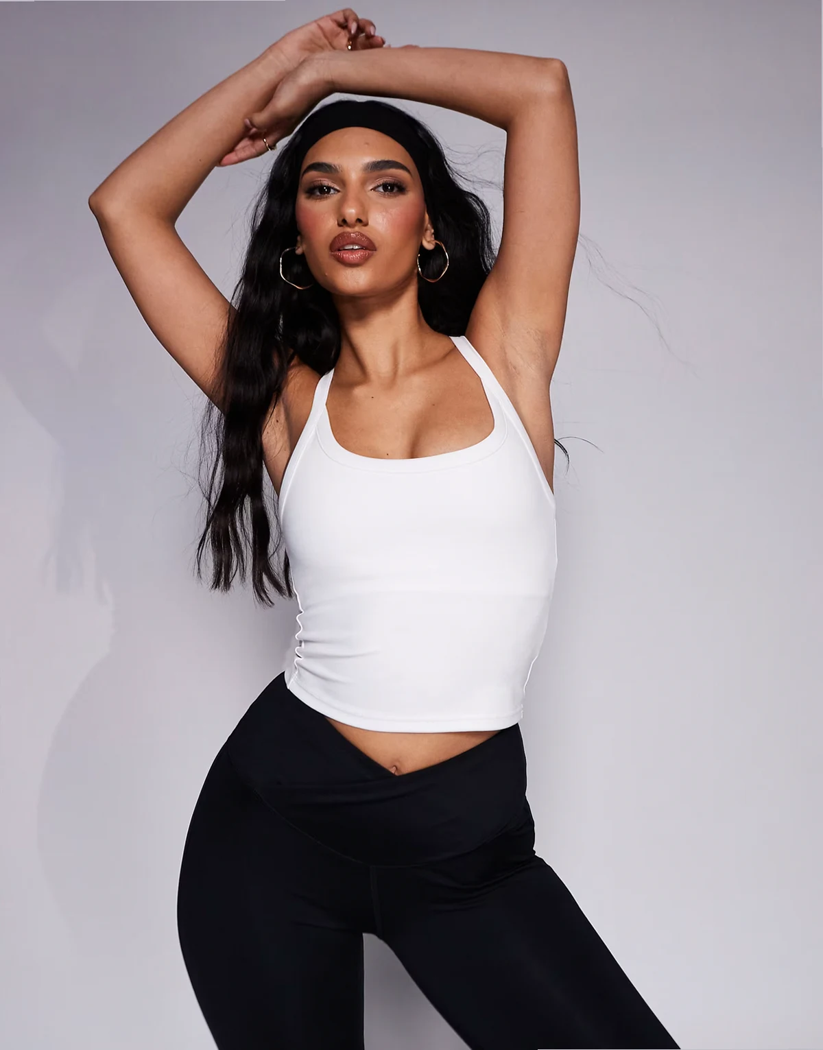 Icon soft touch yoga cami with inner bra and adjustable straps in white