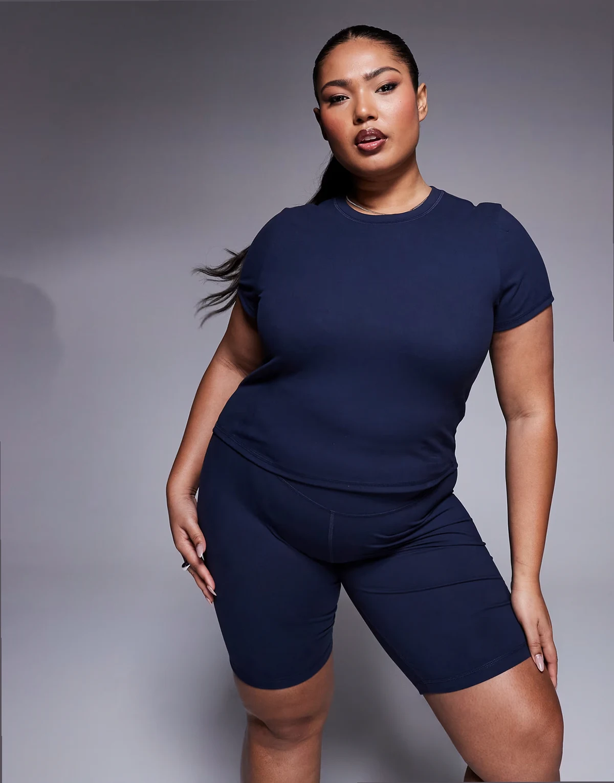 Curve Icon soft touch studio baby T-shirt in midnight navy