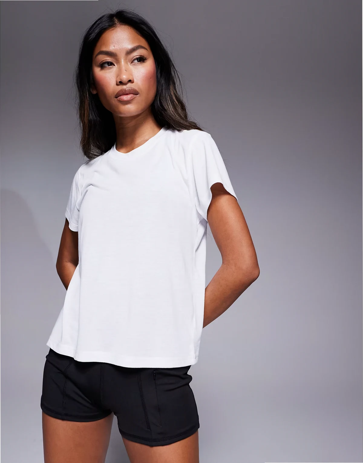 boxy fit quick dry mesh running T-shirt in white