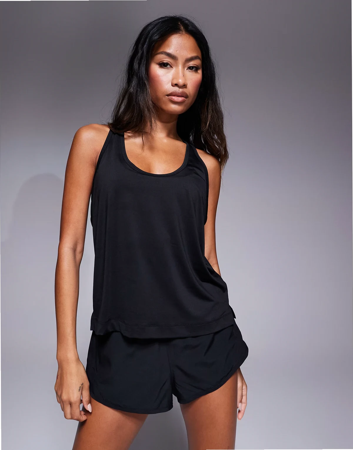 Icon active quick dry throw on performance tank top in black