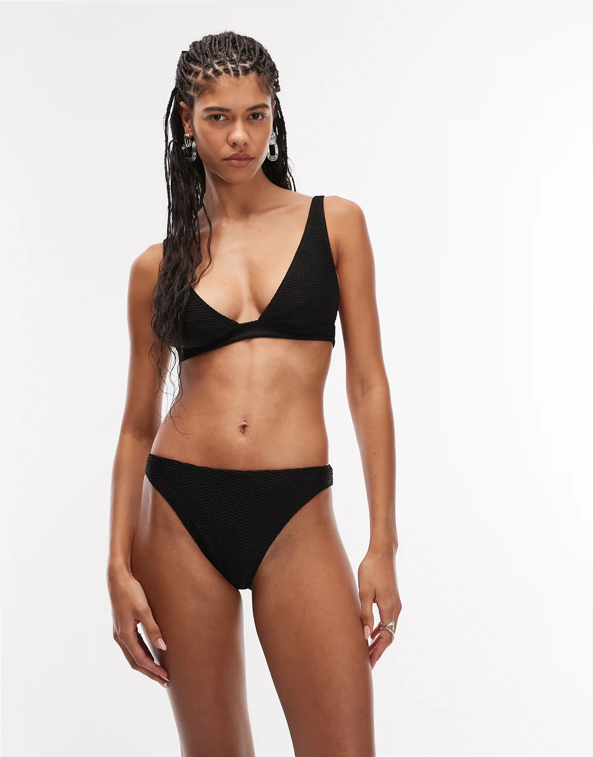 mix and match textured bikini bottoms in black