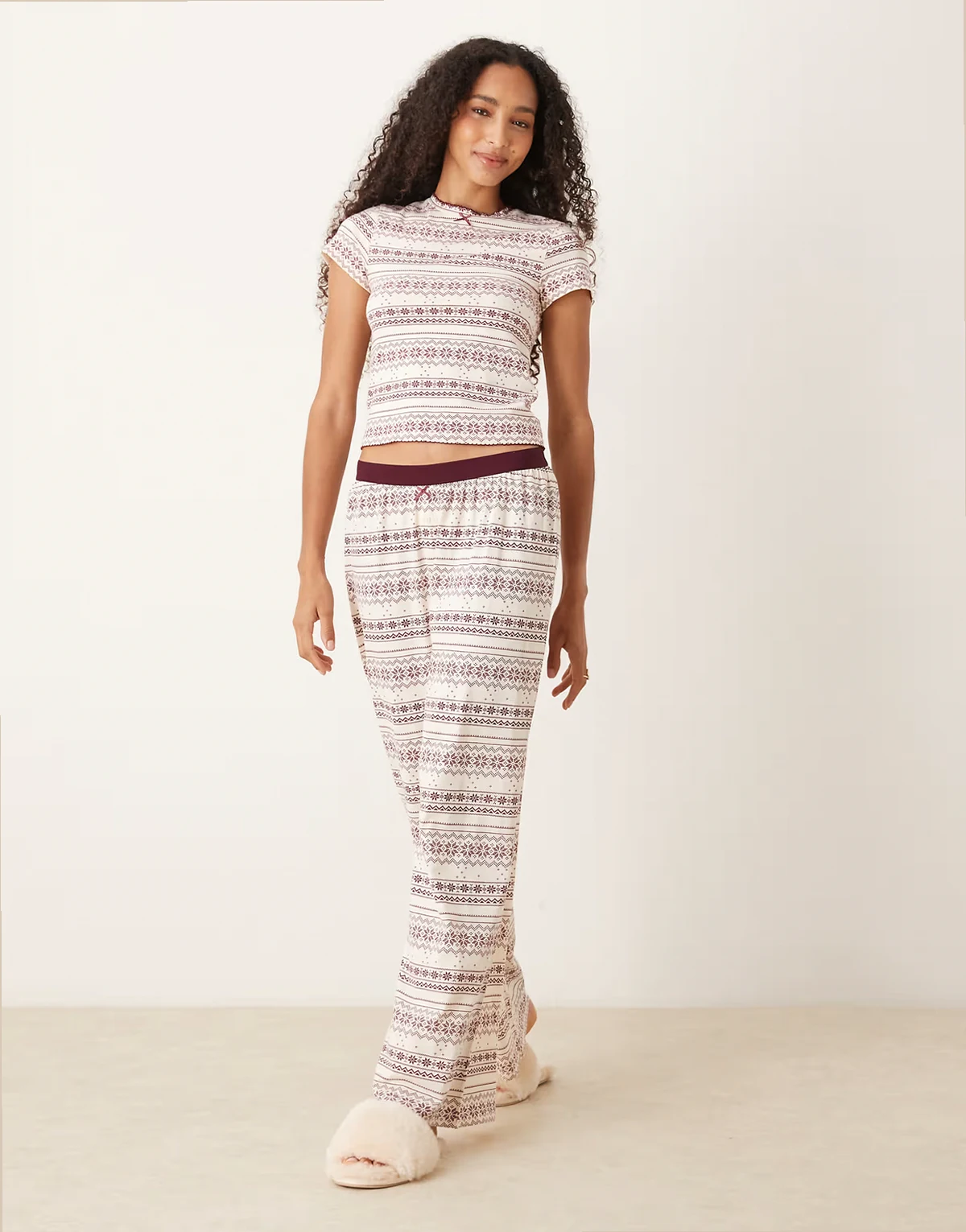mix & match pajama pants in red fairisle print