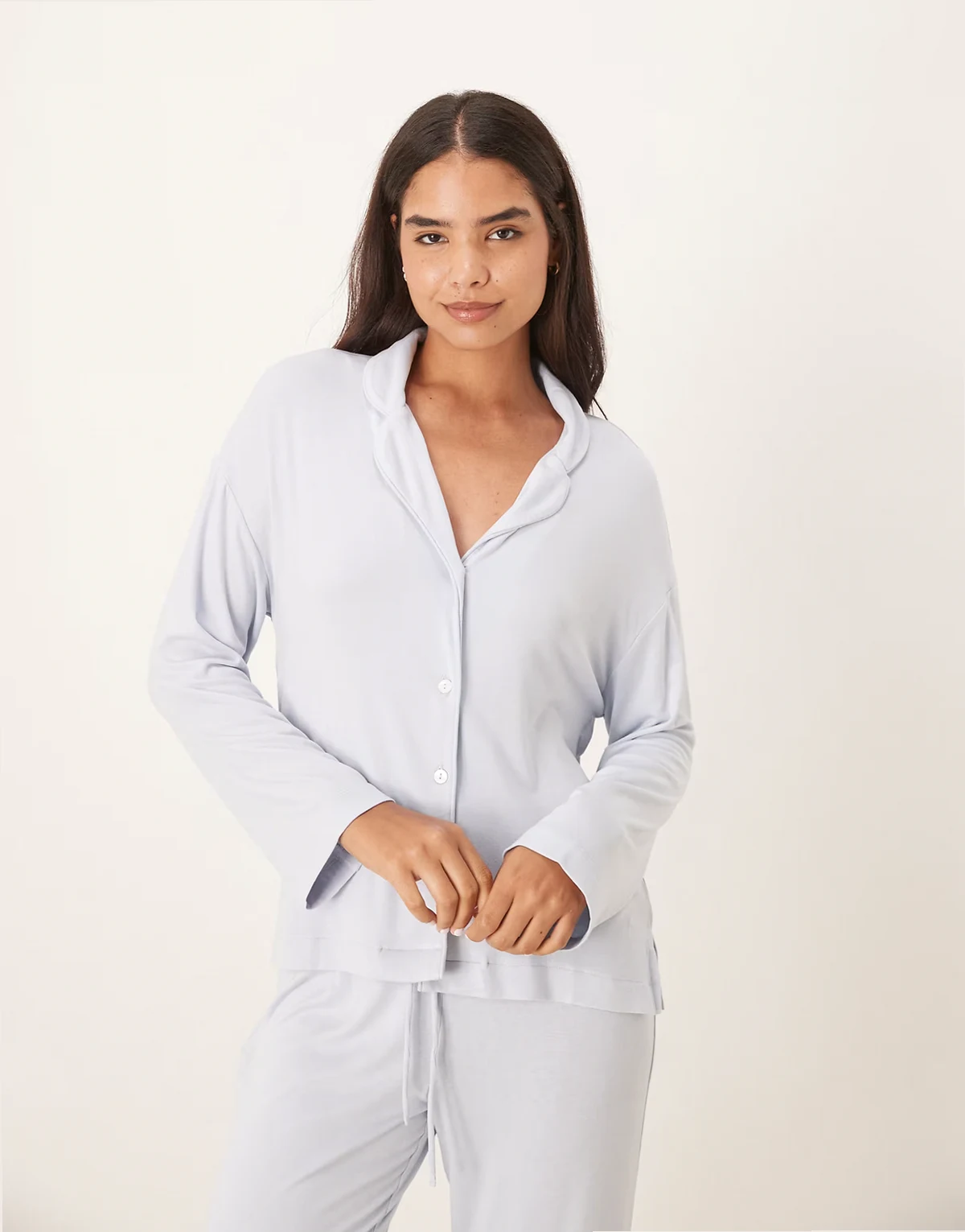 mix and match soft long sleeve pajama shirt in light blue