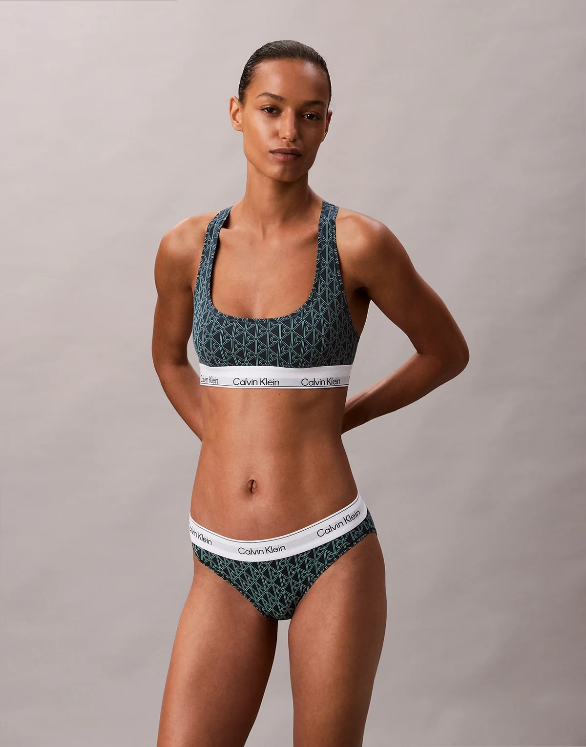 Icon Cotton Modal bralette in blue emblem print