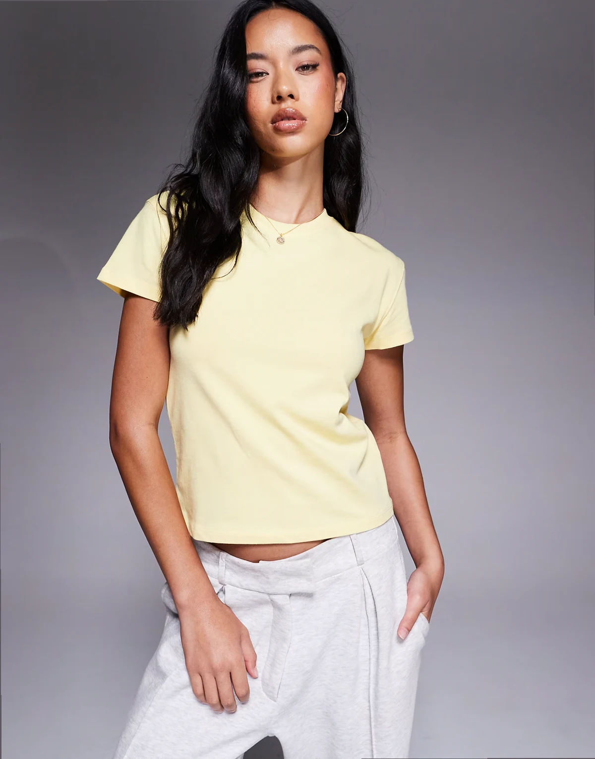Icon cotton boxy T-shirt with quick dry finish in lemon yellow