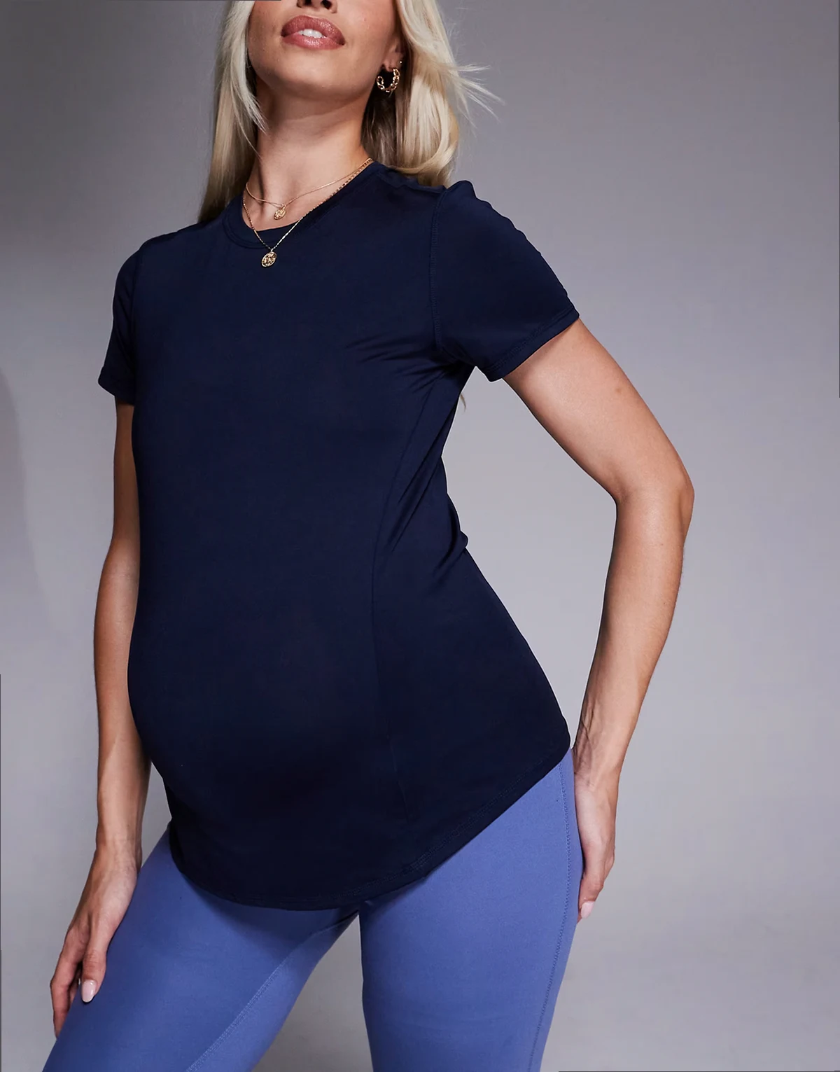 Maternity Icon active quick dry performance T-shirt in deep navy