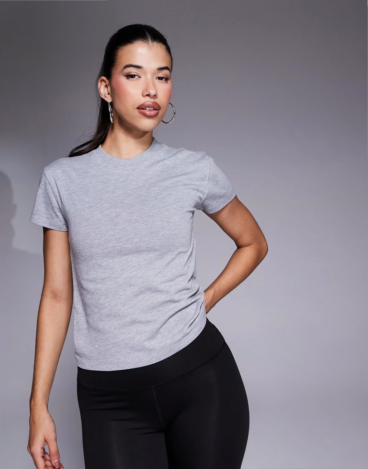 Icon cotton boxy t-shirt with quick dry finish in heather gray