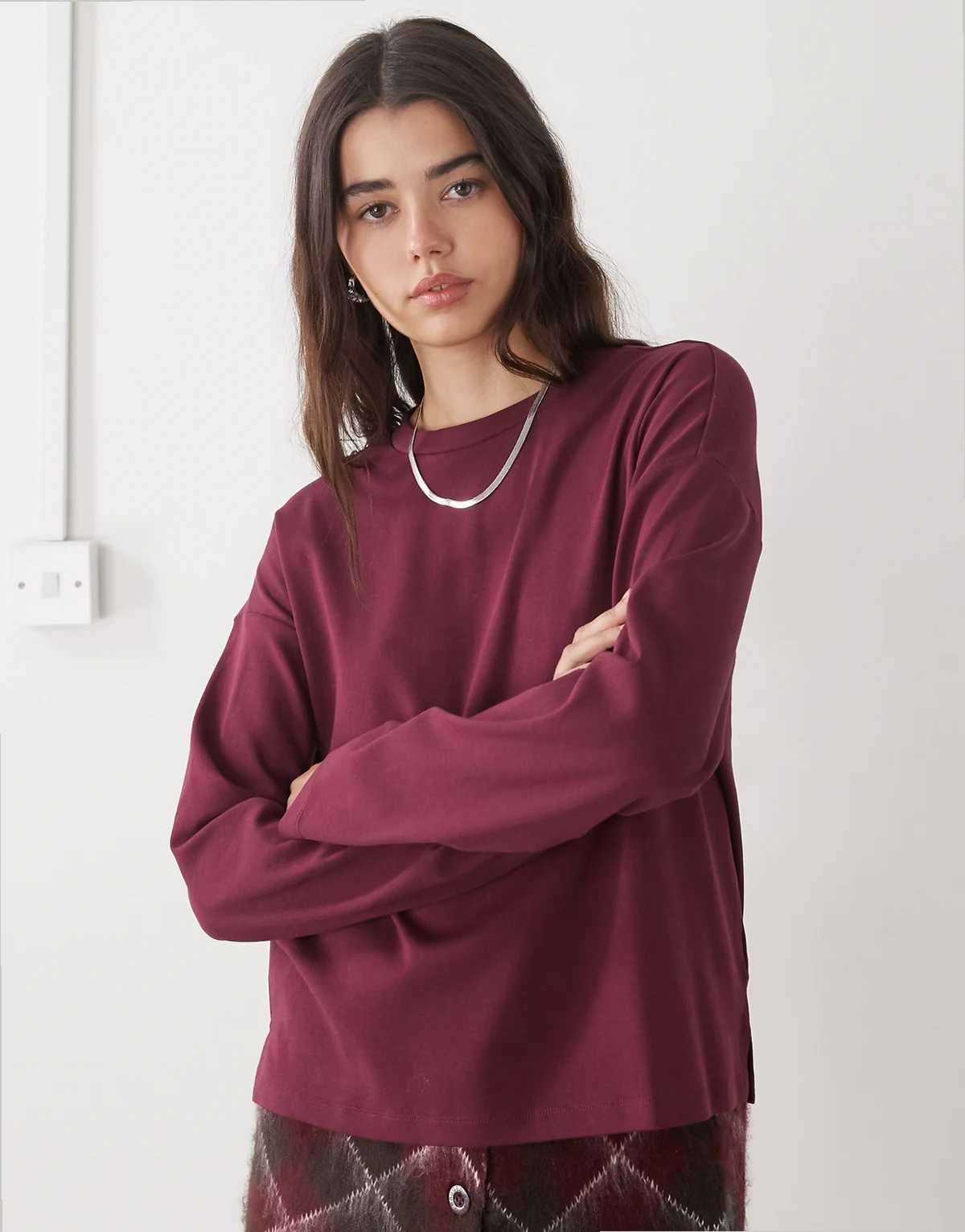 – Langärmliges Regular Fit Shirt in Burgunderrot