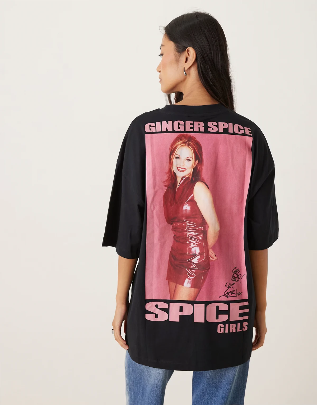 – Czarny T-shirt oversize z motywem „Ginger Spice Girls“