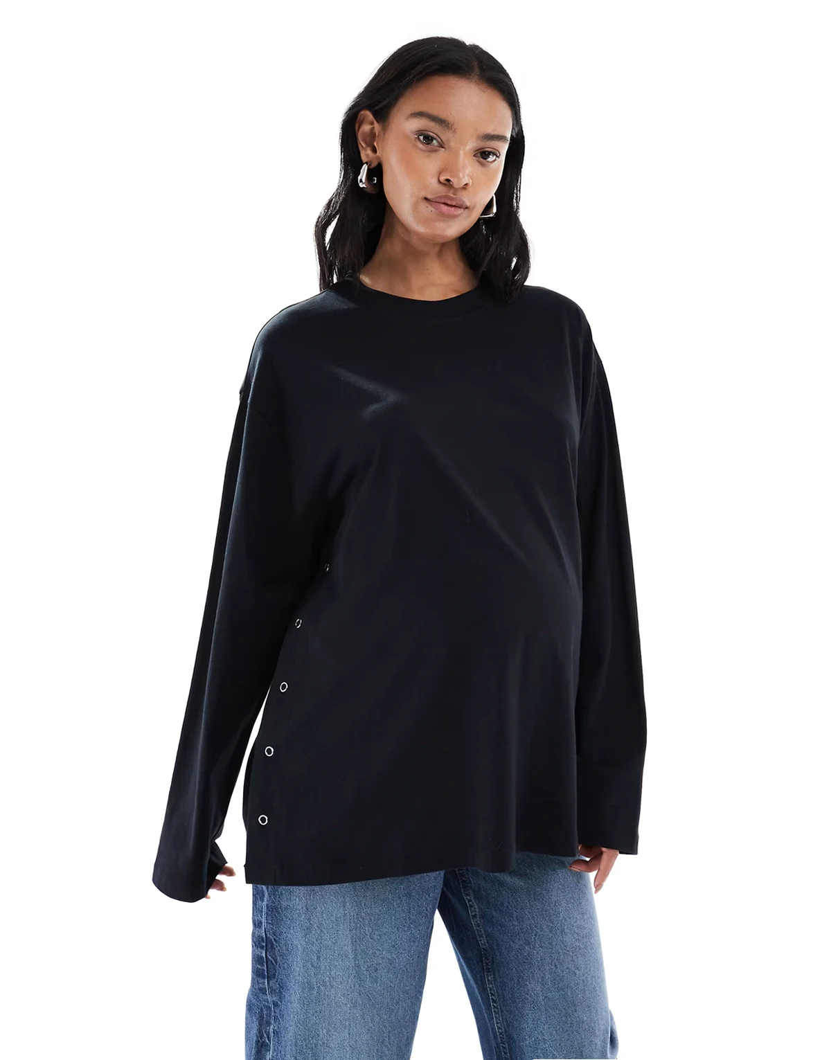 ASOS DESIGN Maternity Nursing long sleeve T-shirt in black