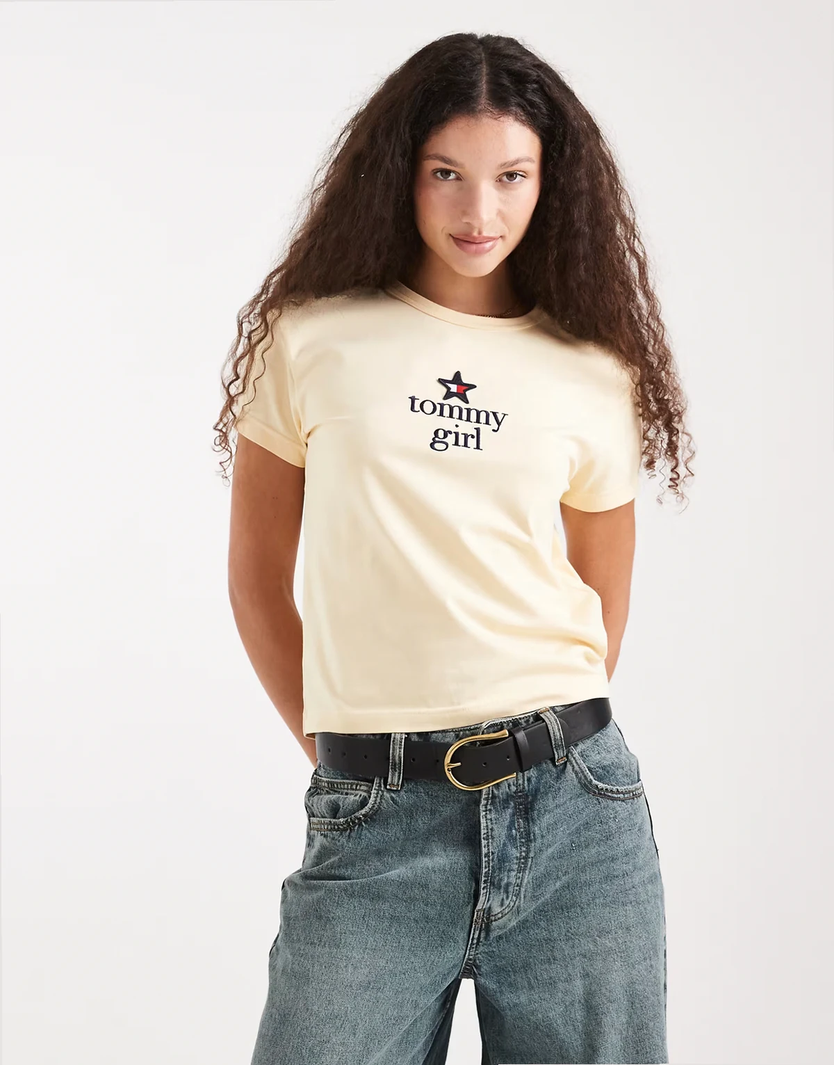 Tommy Girl star logo baby tee in butter yellow