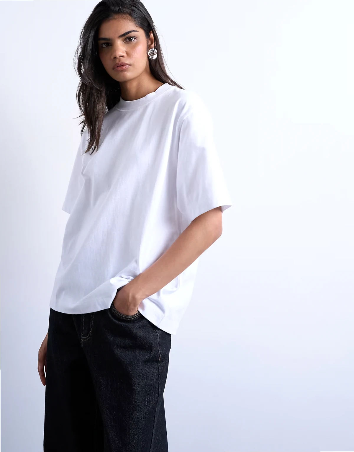 Premium – Biały T-shirt basic z krótkimi rękawami