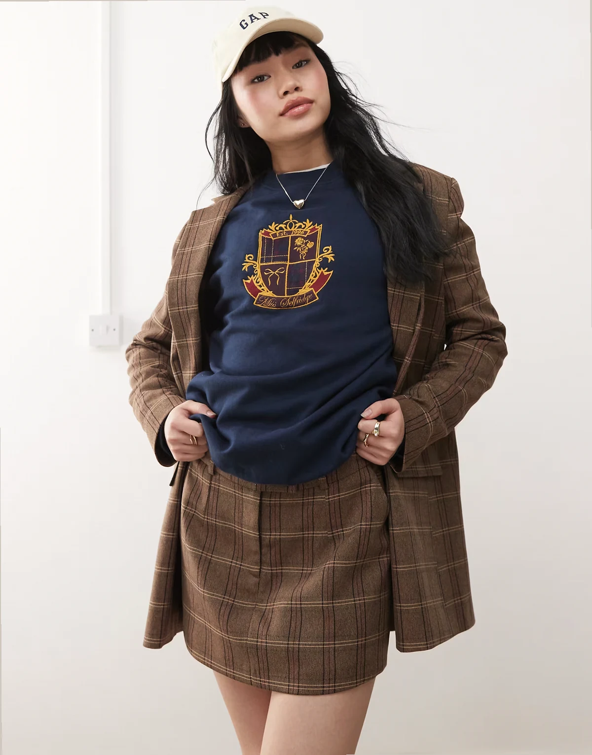 – Eleganter Mini-Skort mit Karo-Print, Kombiteil