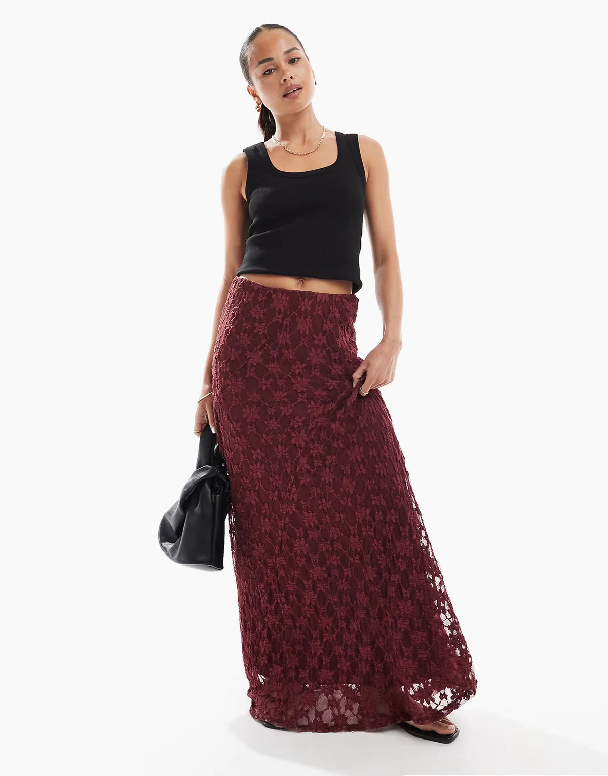 lace maxi skirt in fig