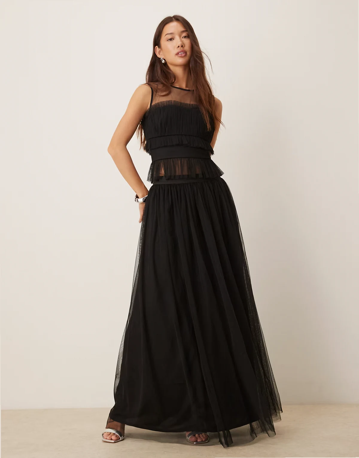 tulle maxi skirt in black - part of a set