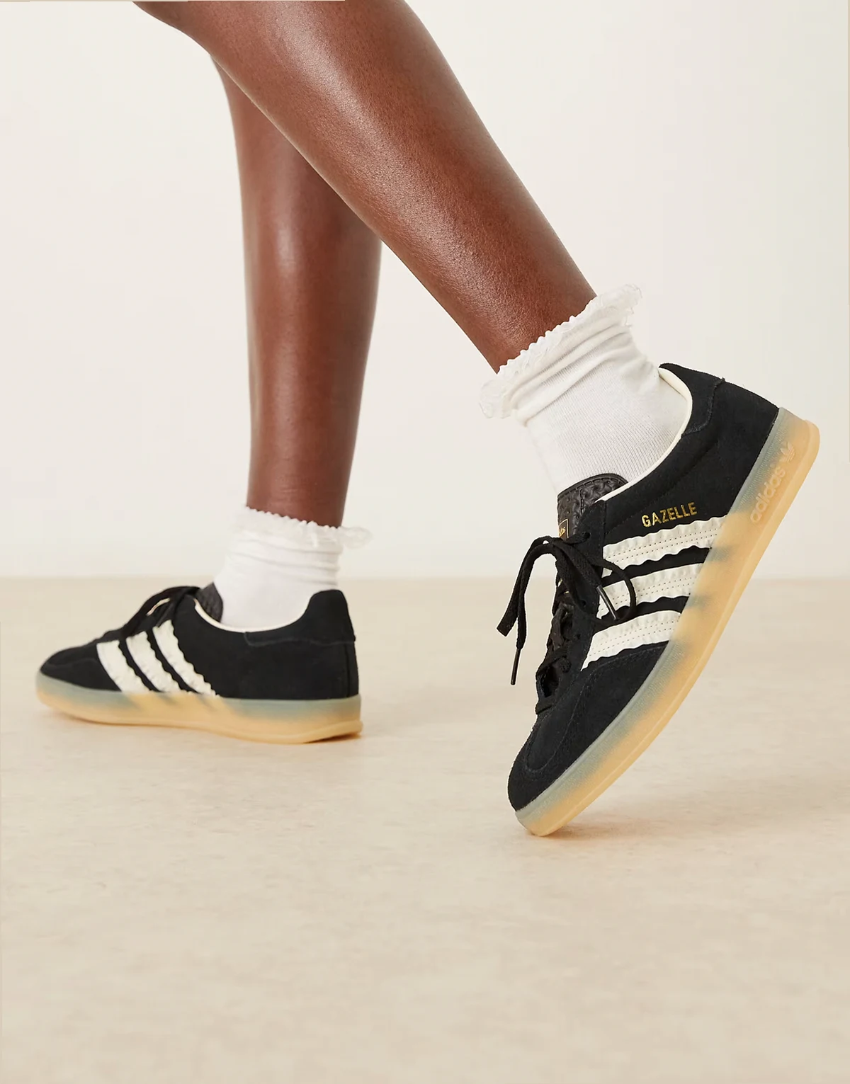 Gazelle Indoor sneakers with ruffle detail in black