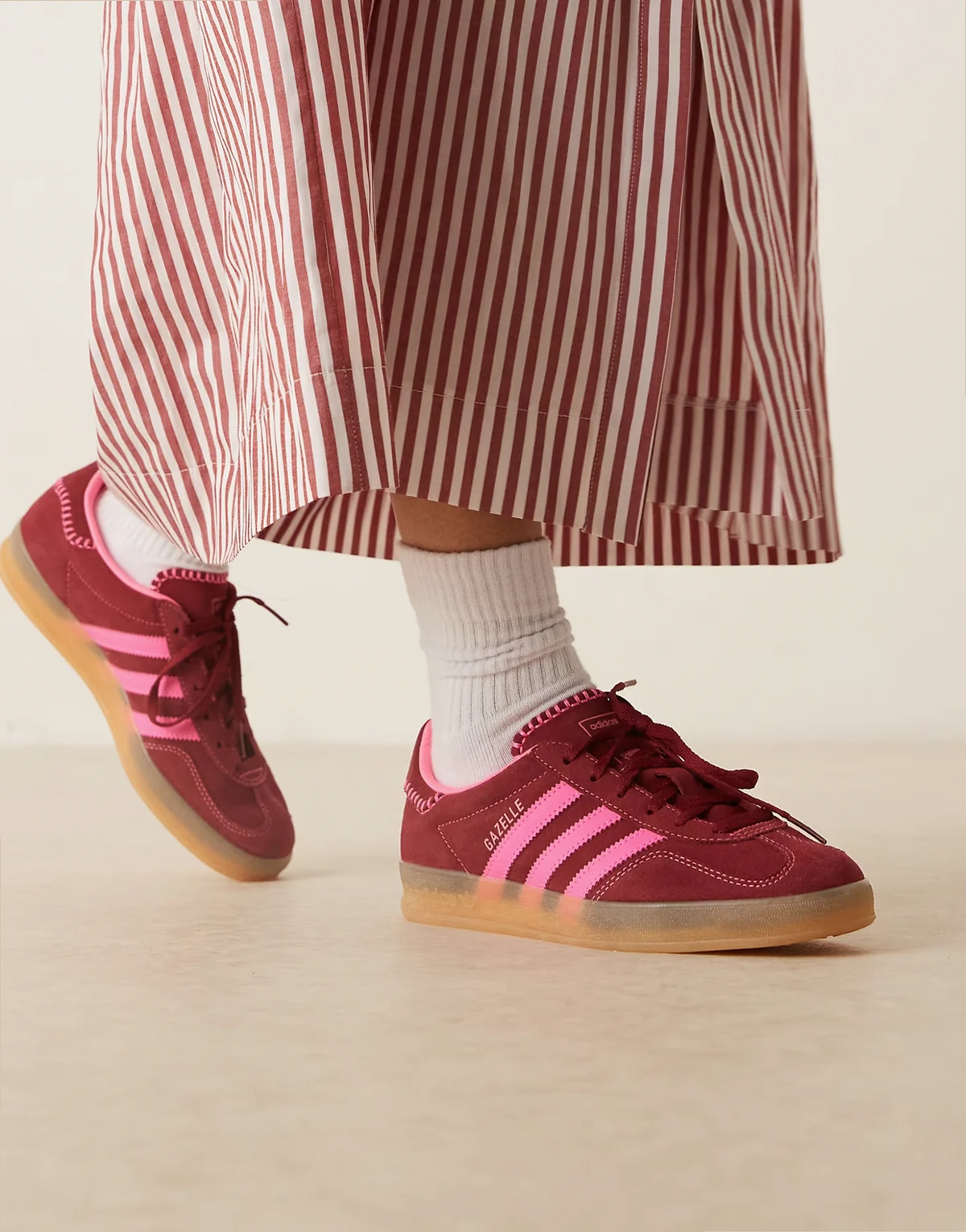 Gazelle Indoor sneakers in burgundy and pink