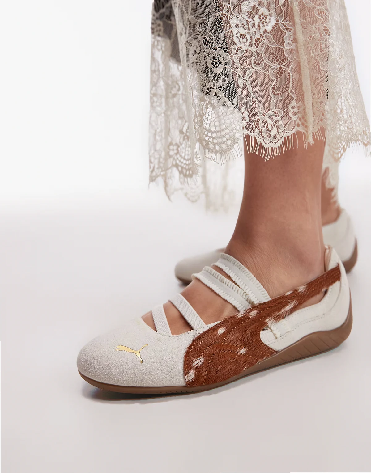 Speedcat Ballet flats in white with deer print - Exclusive to ASOS