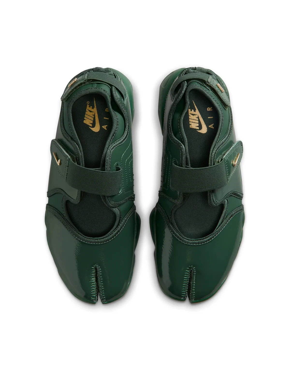Air Rift sneakers in patent green with gold detailing