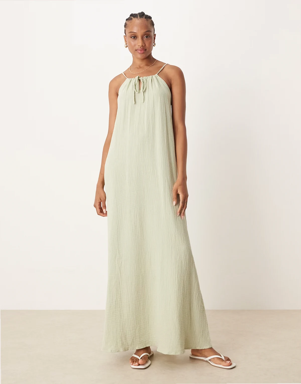 cheesecloth maxi dress in sage green