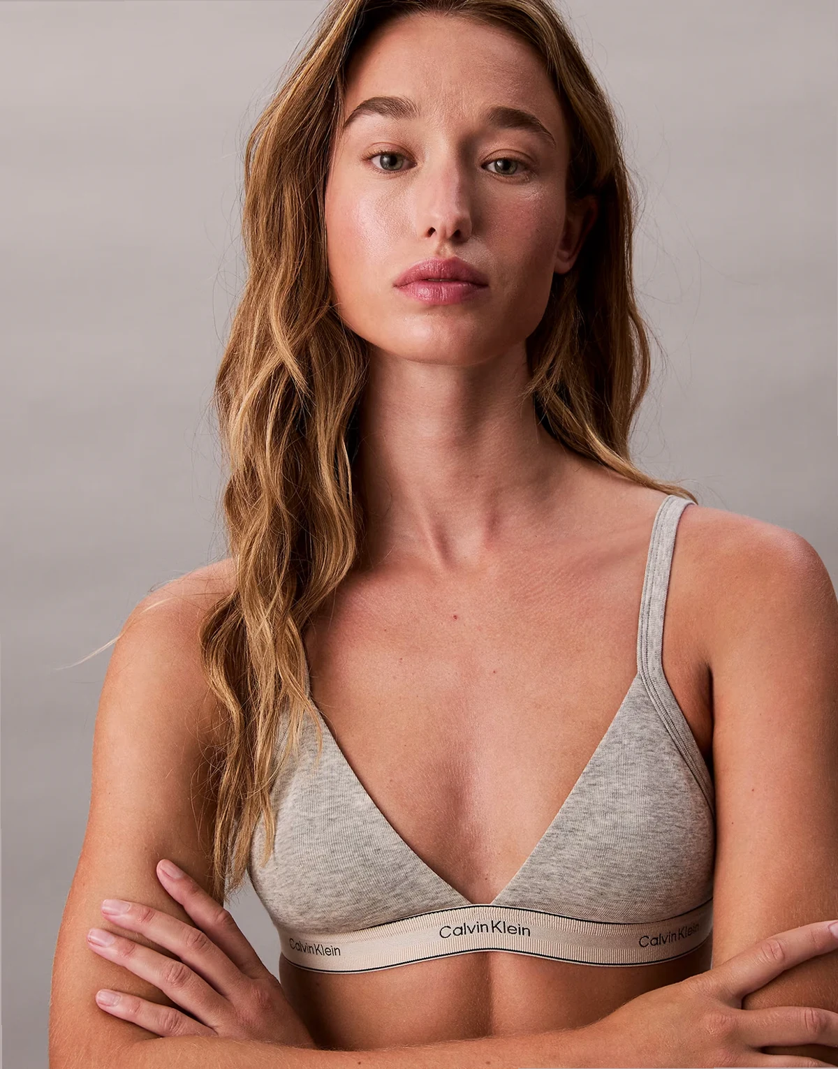 Heritage Cotton unlined triangle bra in heather gray