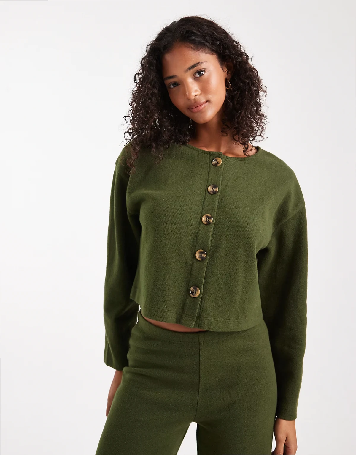 super soft cardigan in olive - part of a set