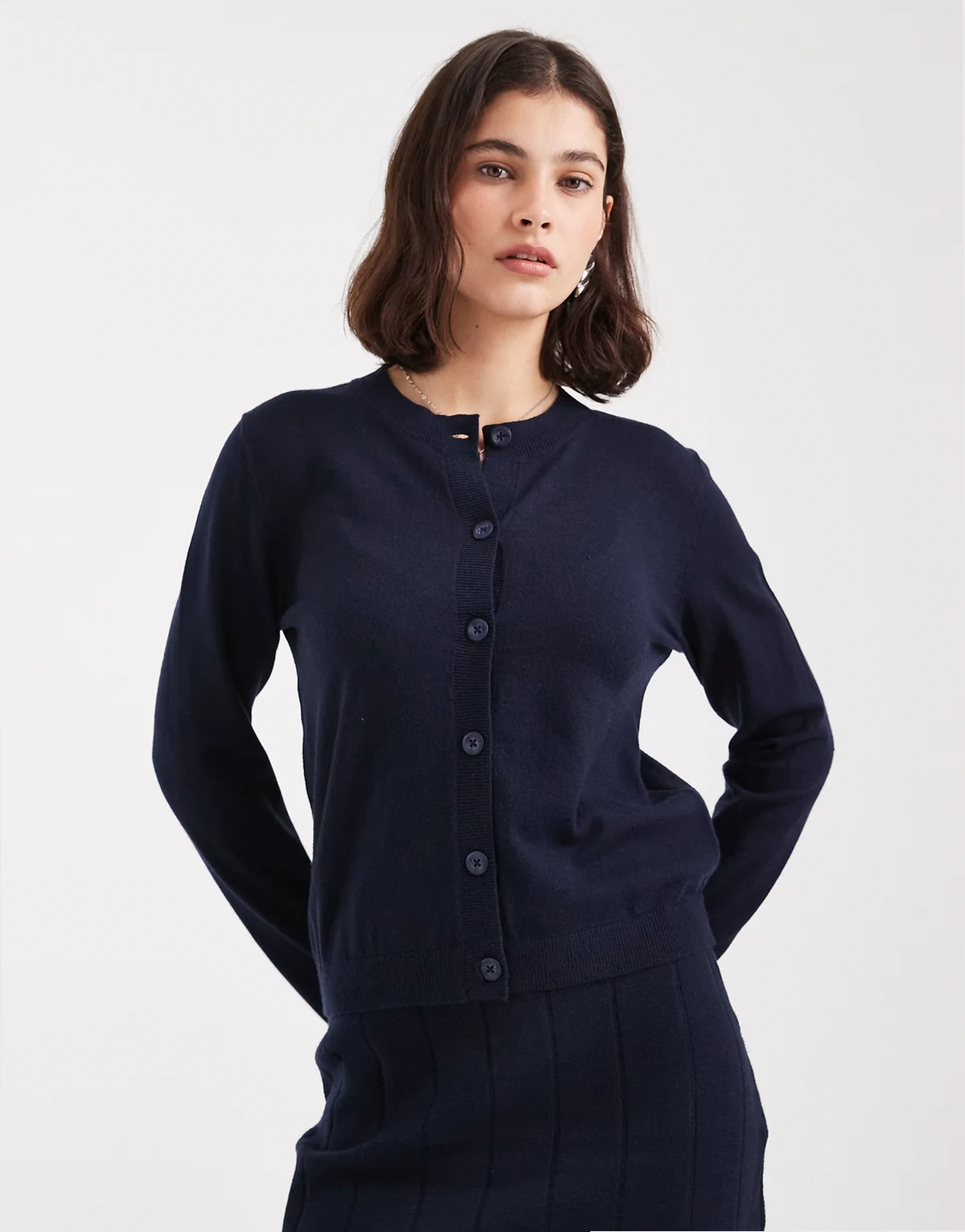 fine gauge cardigan in navy - part of a set
