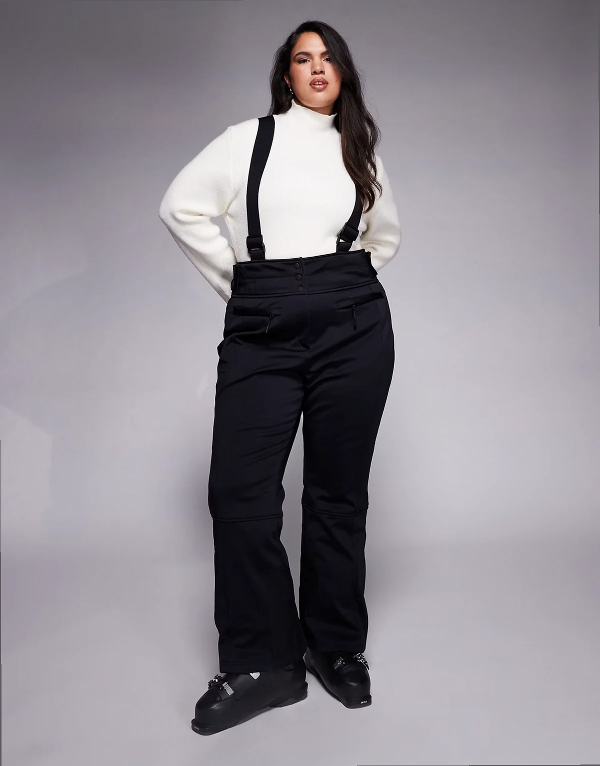 ASOS 4505 Curve soft shell water repellent kick flare ski pants in black