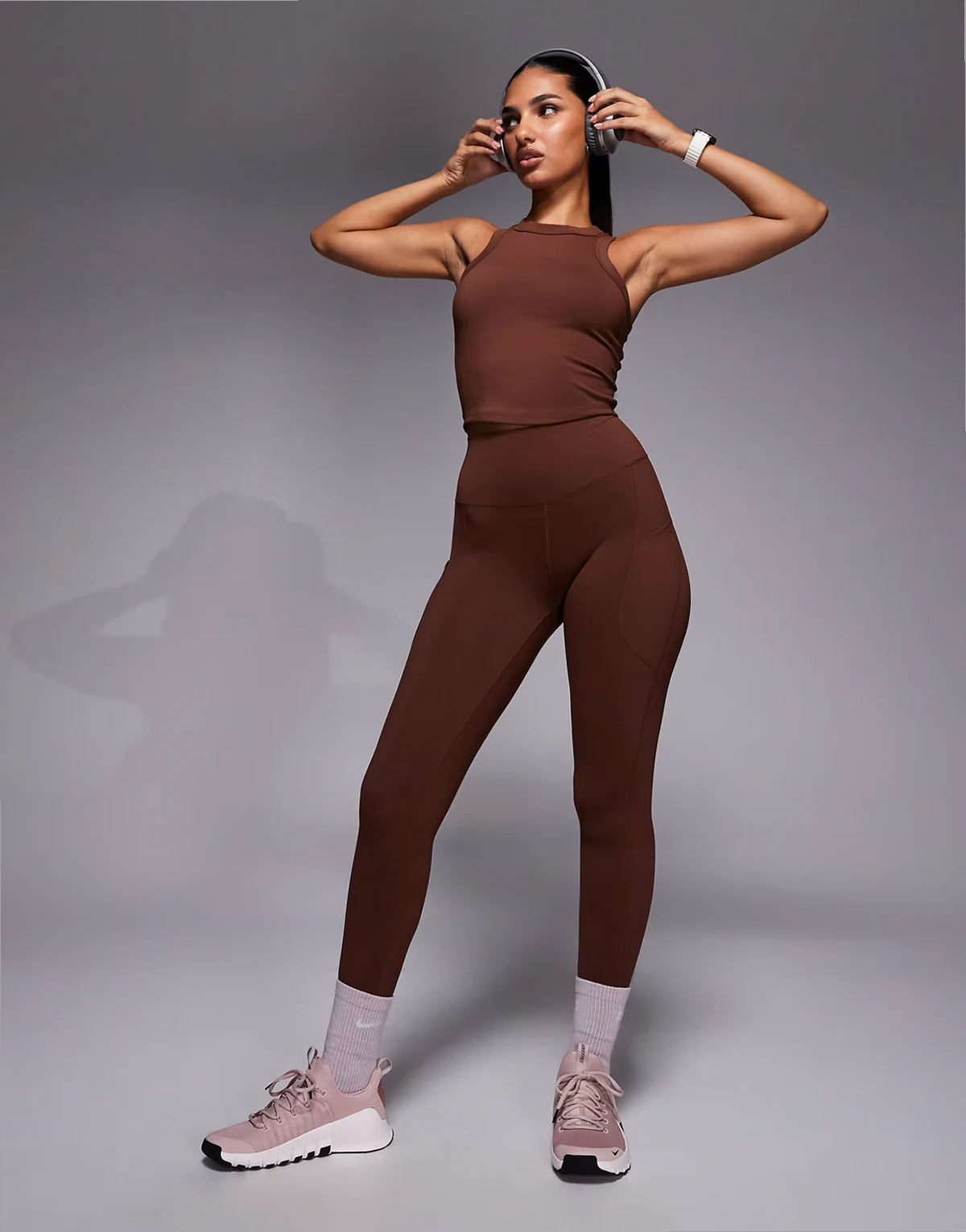 high waist 7/8 leggings in brown