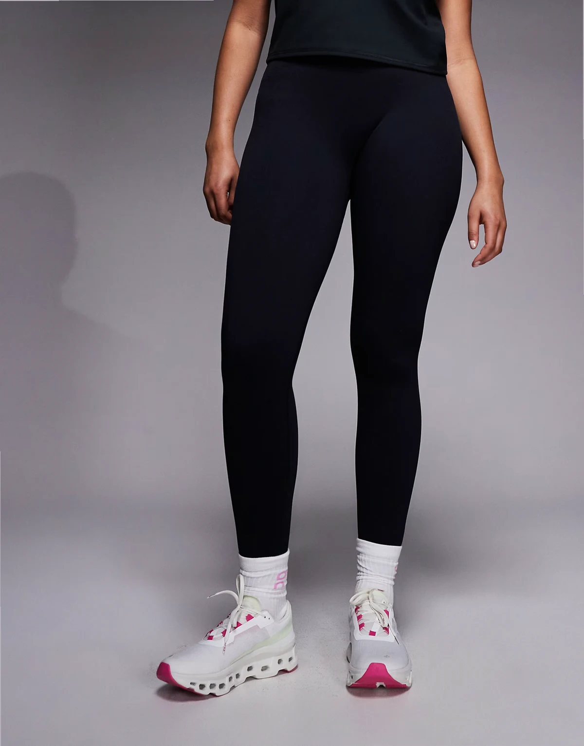 Curve seamless baby rib high waist gym leggings in black