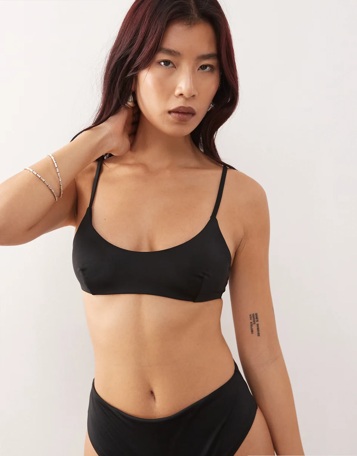 mix & match scoop neck bikini top in black