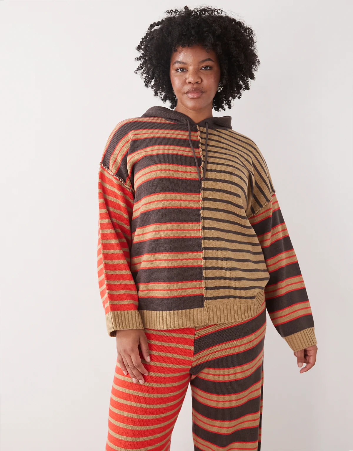 Plus knit spliced stripe hoodie - part of a set
