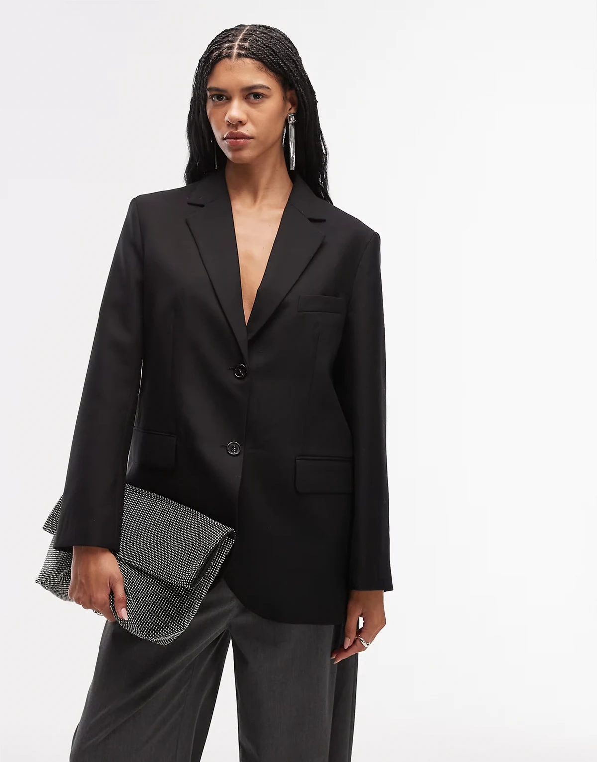 – Boyfriend-Blazer in Schwarz mit Oversize-Passform