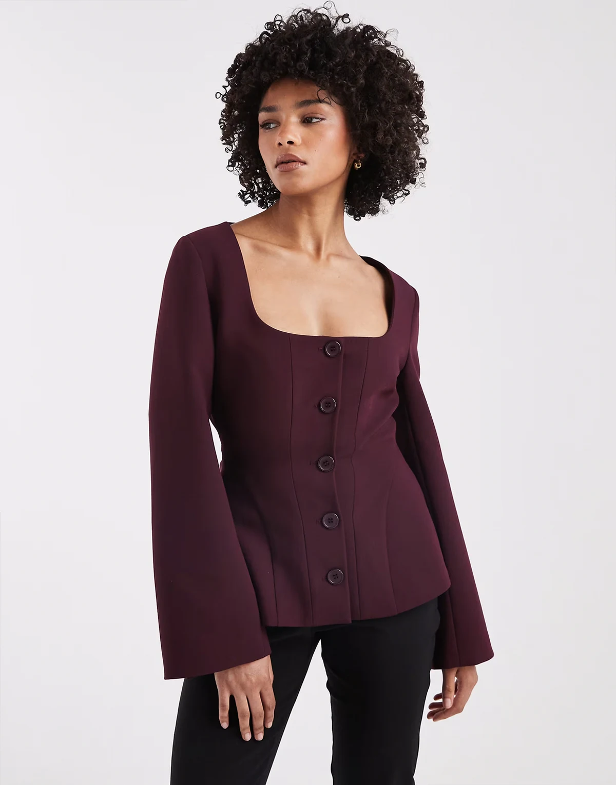 – Taillierter Korsett-Blazer in Pflaume
