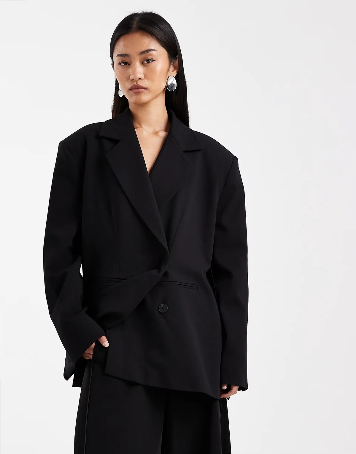 – Oversize-Blazer in Schwarz mit A-Linien-Schnitt