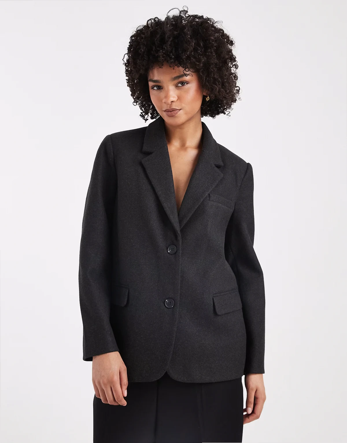 – Eleganter, angerauter Blazer in Anthrazit