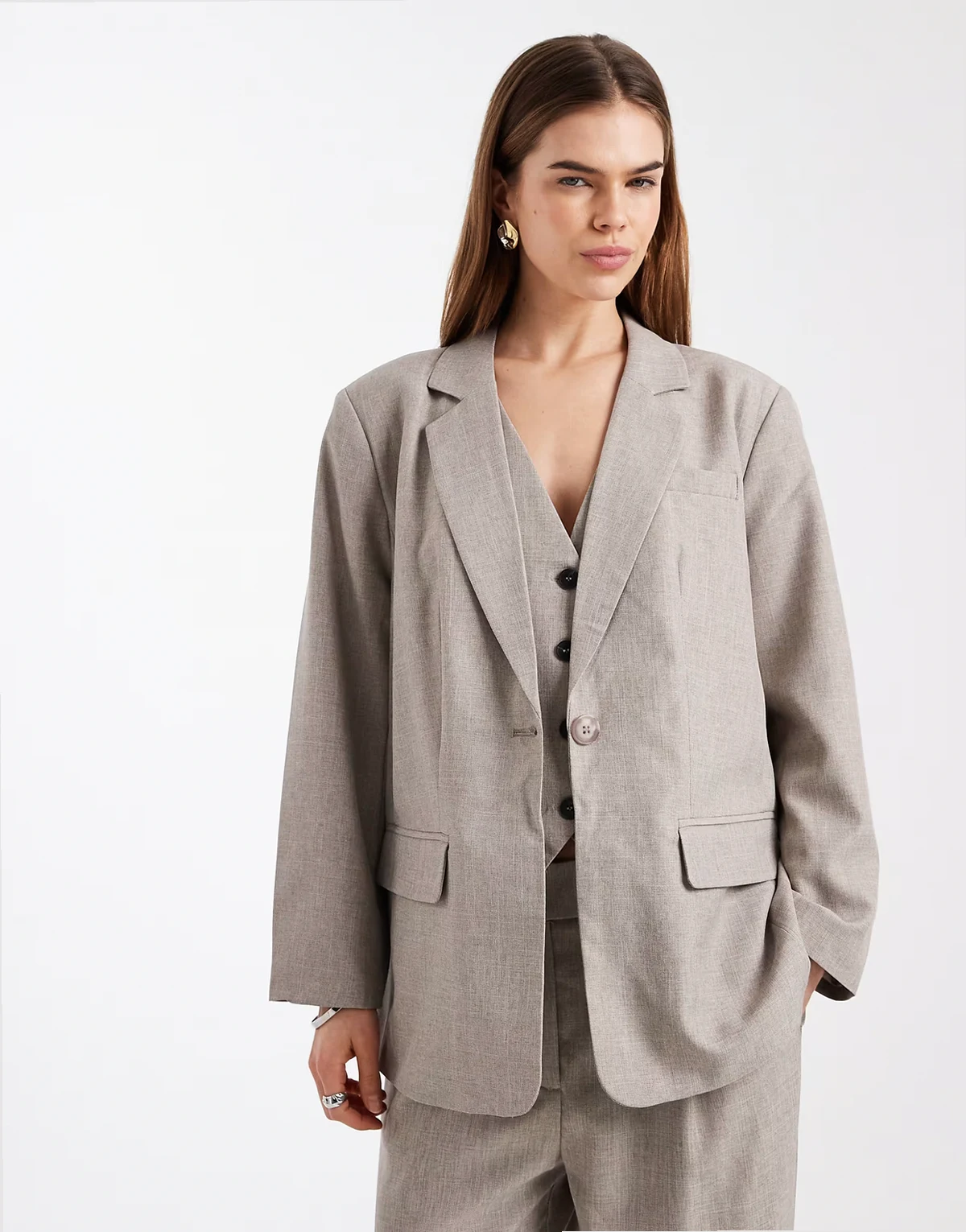 – Eleganter Oversize-Blazer in Beige, Kombiteil
