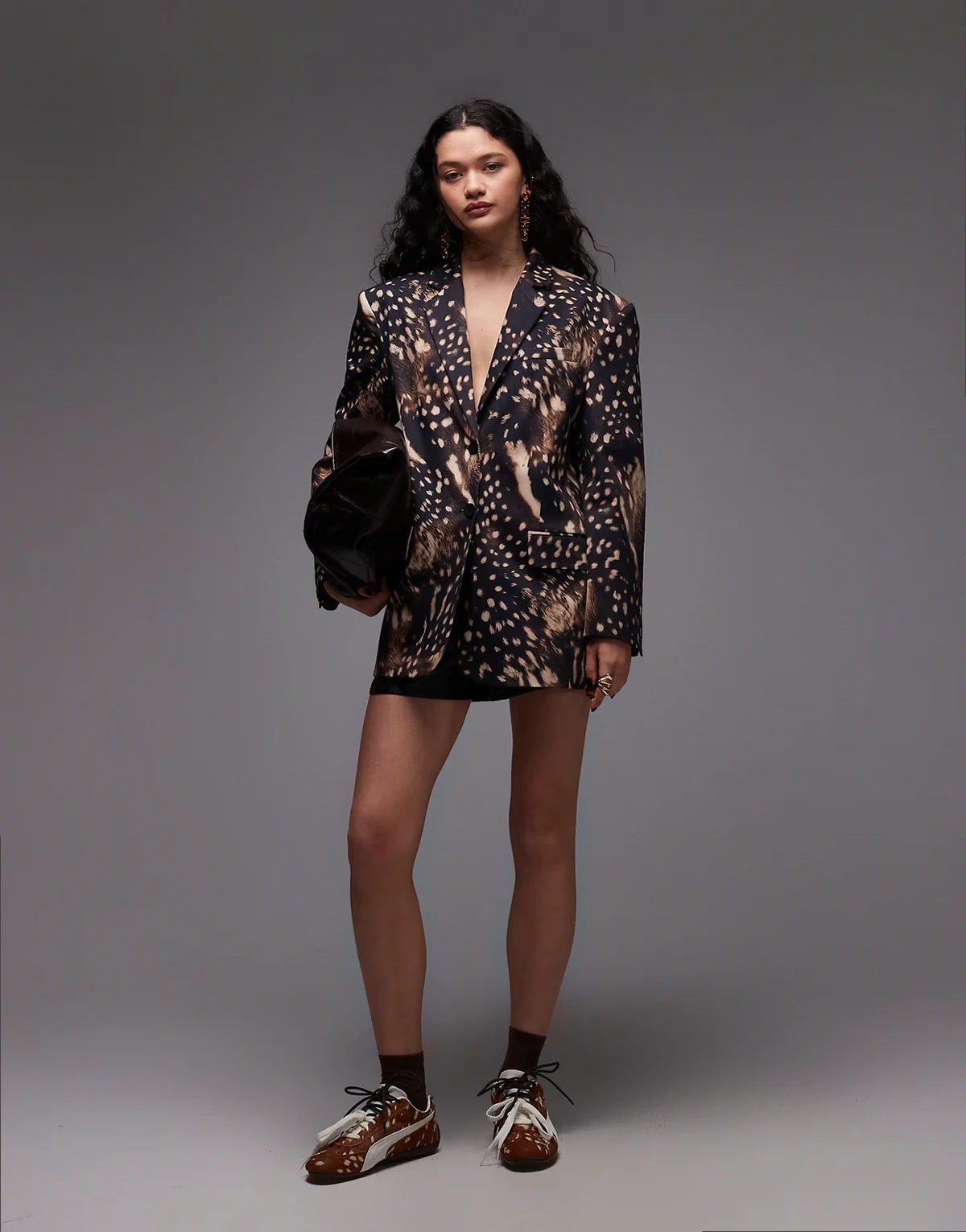 – Ultimate – Einreihiger Oversize-Blazer mit Kuhfellmuster