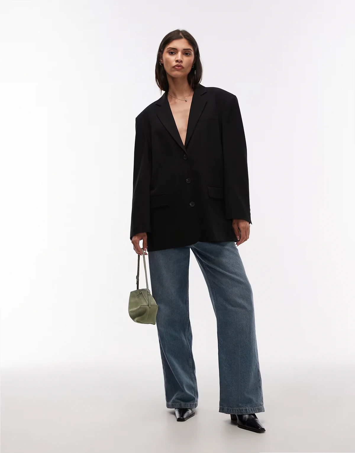 – Einreihiger Oversize-Blazer in Schwarz