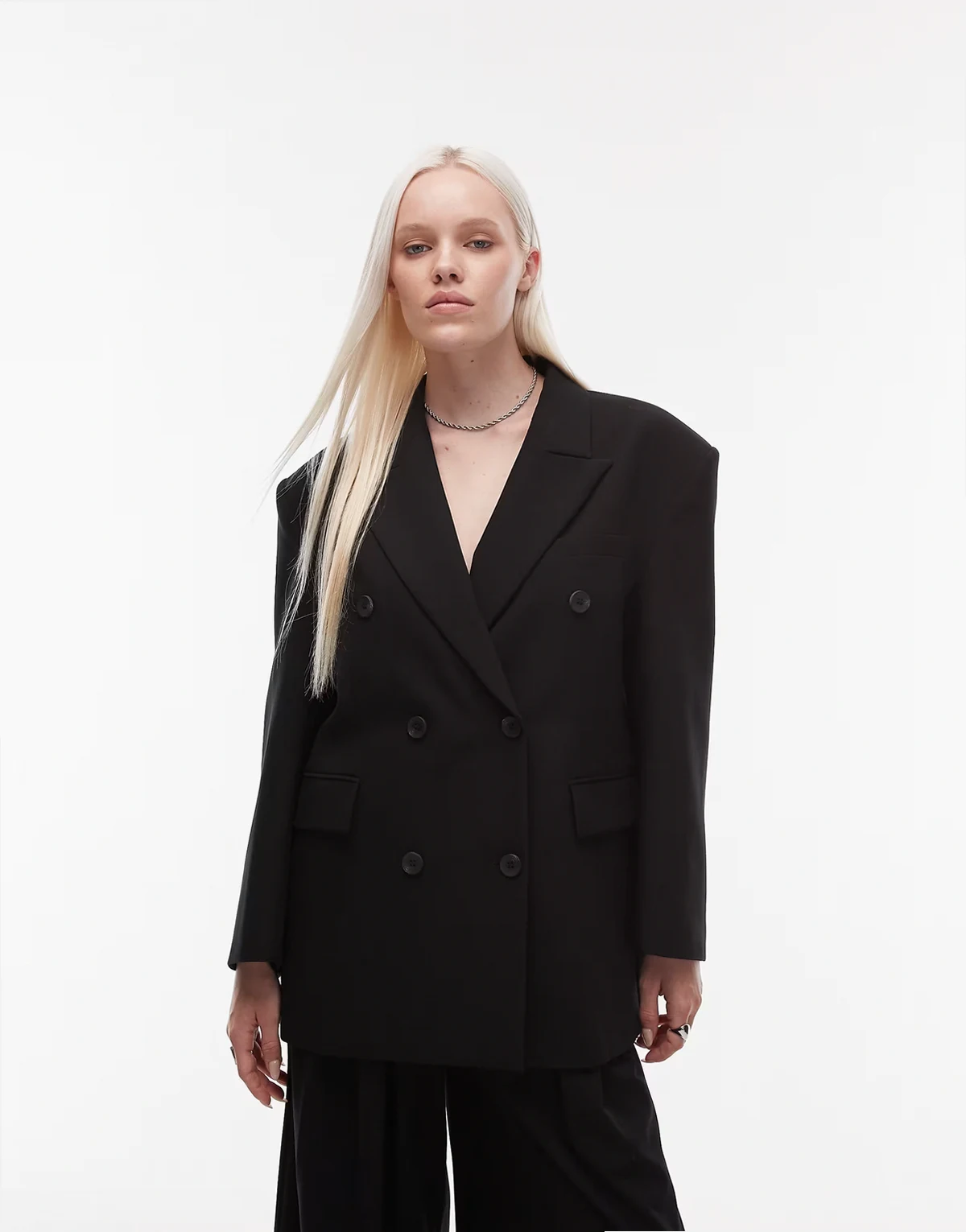 – Zweireihiger Oversize-Blazer in Schwarz